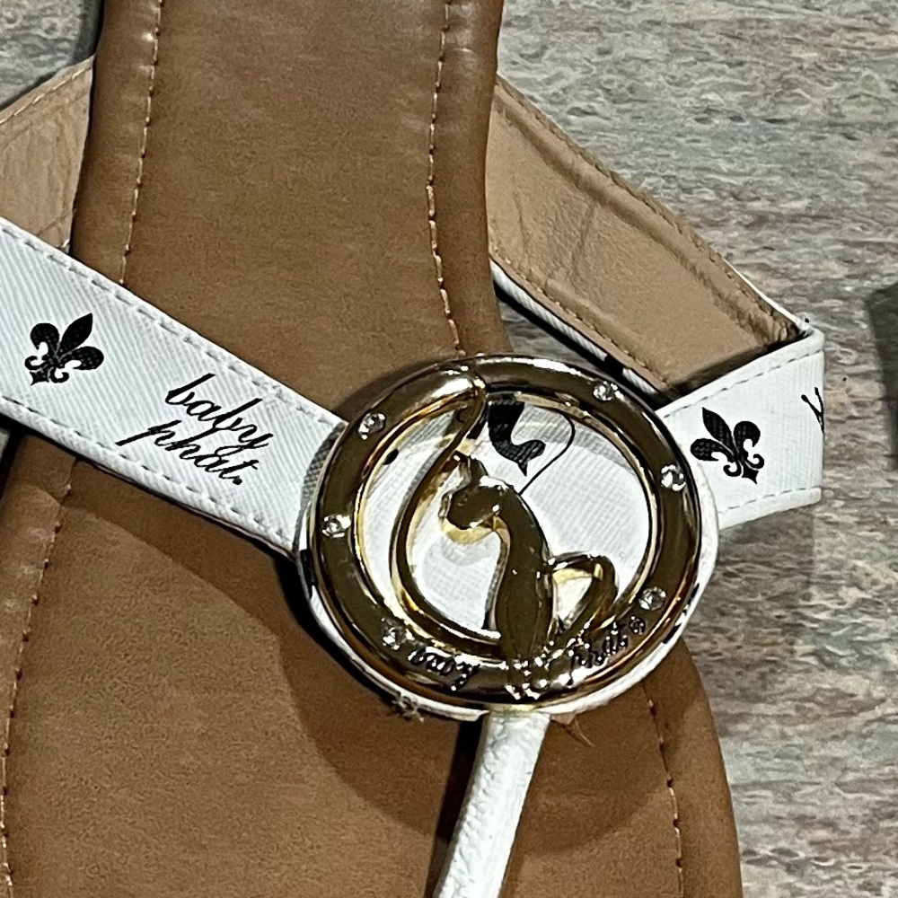 Baby Phat thong sandals with gold color ring and bling - Picture 2 of 12